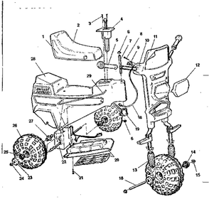 Replacement Parts Diagram and Parts List for 0728  Power Wheels Ride-On Cars